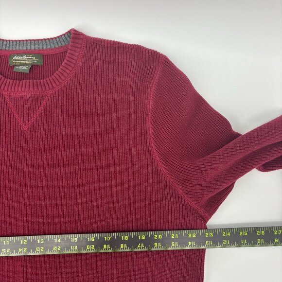 Eddie Bauer Sweater Men’s Red Pullover Crew Neck Knit 100% Cotton Size Large - Picture 5 of 10